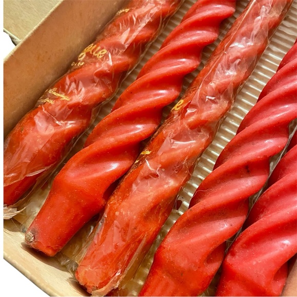 5 VTG MCM 12” Paragon Baroque Twisted Candles Tapers Red ORIGINAL BOX - Picture 5 of 6